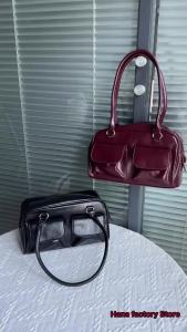 Vintage Women Business Shoulder Bags Simple Ladies Commute Tote Bag Pu Leather Female Bag Burgundy Large Handbags Purse2026