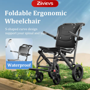 Ziivievs Foldable Ergonomic Walker With Luggage Handle Wheelchair | Waterproof Obstacle-Crossing Design for Comfortable Mobility