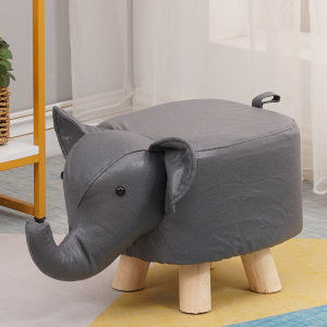 LZD  Elephant Stool Childrens Animal Stool Solid Wood Shoe Changing Stool Creative Small Stool Home Living Room Cartoon Cute Low Stool