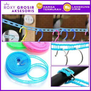 Tali Jemuran Baju plus Hook Lubang Gantungan Serbaguna tali baju 3 Meter 5 Meter
