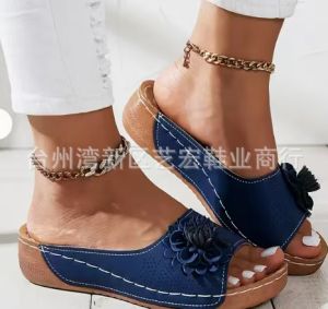 Plus Size WomenS Shoes 2025 Spring/Summer New Wedge Heel Open-Toe Outdoor Slippers WomenS Sandals