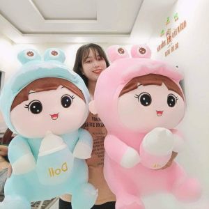 GẤU BÔNG BÚP BÊ ÔM SỮA THÚ BÔNG KHỦNG LONG ÔM BÌNH SỮA VẢI MINISO MỀM MỊN CAO CẤP