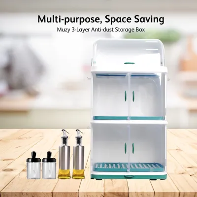 Organiser Dapur Multifungsi 3-Tier dengan Penutup Rak Pinggan 2/3-Lapisan Penyimpanan Serbaguna kitchen organizers