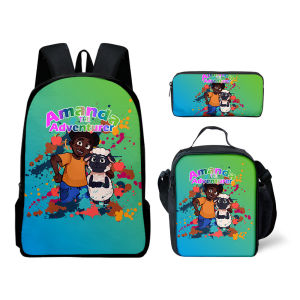 Ba mảnh Sản phẩm mới Amanda các nhà thám hiểm xung quanh học sinh tiểu học và trung học schoolbag ăn trưa Túi bút chì trường hợp