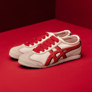 2025 Original Tiger Shoes Classic MEXICO 66 Snake Year Limited Edition Mens and Womens Sports Shoes Neutral Fashion Comfortable Casual Shoes White/Red