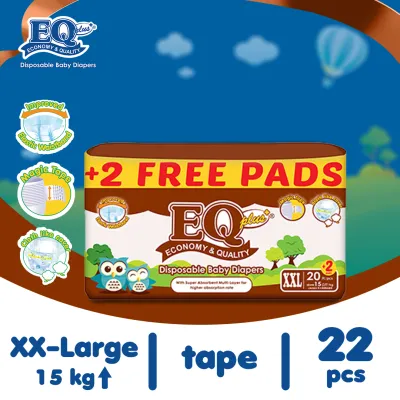 EQ Plus Big Pack XXL (above 15 kg) - 22 pcs x 1 pack (22 pcs) - Tape Diaper