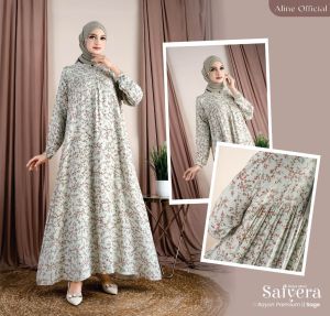 Aline Gamis Wanita Safyera Dress Matt Rayon Gamis Simple Sage AL05