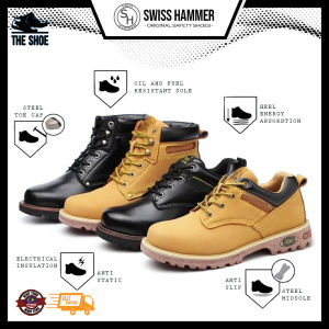 Swiss Hammer Quality Industrial Footware Steel Toe Cap Work Safety Shoe Low Cut High Cut Kasut Safety Lelaki Perempuan