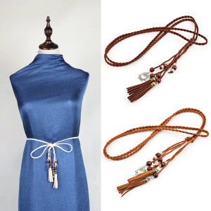 Color Optional Women Waist Belt Vintage Bohemian Elastic Braided Waist Belt Knot Women Dress Shirt Waist Seal Belt