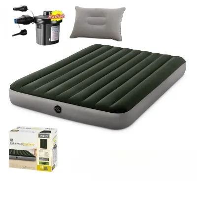 SET Kasur Angin / Air Bed Double Kasur Angin Bestway + pompa manual Bestway Paket Kasur Angin Double Biru/ Paket Kasur Tiup Air Bed Double