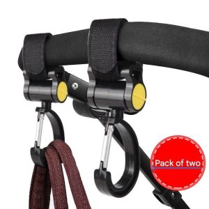 Universal Baby Stroller Hook Diaper Bag Hanger 360° Degree Rotatable Shopping Bag Clip Stroller Accessories 2pcs