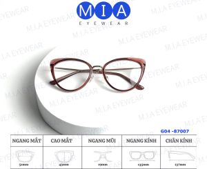 Gọng kính mắt mèo MIA EYEWEAR G04 hàng loại 1 cao cấp thời trang nữ càng kim loại bóng chống oxy hoá
