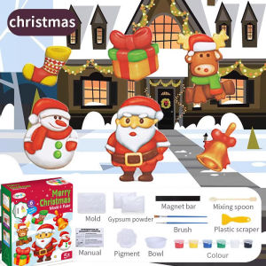 Kids Plaster Painting DIY 3D Graffiti Coloring Refrigerator Magnet Doll Toy 儿童石膏彩绘画创意手工立体模型涂鸦上色冰箱贴涂色娃娃玩具 M026