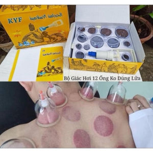 Bộ Giác Hơi 12 Món Không Dùng Lửa kèm dây nối Ống Bơm Chữa Đau Lưng Đầu Nhức Mỏi Điều Hoà Kinh Mạch Phukienprocare