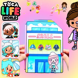 Đồ chơi thông minh bằng giấy thủ công Toca Boca Mall học liệu sáng tạo cho bé gái H35.