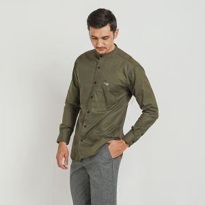 Kemeja Pria Casual Catton Fibre - DARK ARMY
