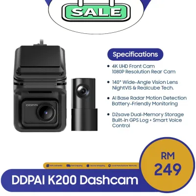 DDPAI K200 Integrated Parking Monitoring Dashcam - Original 1 Year Warranty by DDPAI Malaysia