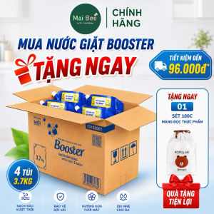 [TẶNG QUÀ] Thùng 4 túi nước giặt xả Bosster màu đen hương thiên nhiên tươi mát túi 37kg