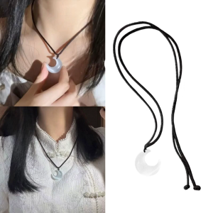 Fashion Pendant Necklace Adjustable Black Rope Choker Elegant Clavicle Chain Necklace