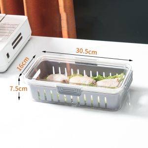 15MIN Removable Refrigerator Storage Box with Lids Stackable Fruit Vegetable Storage Box Fresh-keeping with Drain Food Storage Containers Refrigerator