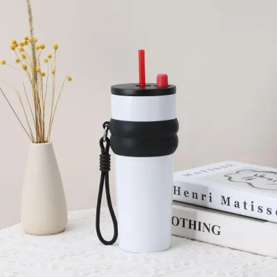 【Fadikou】900ml Large Capacity Tumbler With Straw Portable Plastic Water Bottle Leakproof Non-Toxic Sports Bottle For Gym Fitness Camping Travel BPA Free