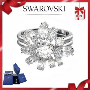 🔥Swarovski🔥S925 sterling silver series Womens Fashion {new style} Ring Mixed cut flowers white crystal gemstone Gema cocktail ring Birthday Gift Valentines Day Gift