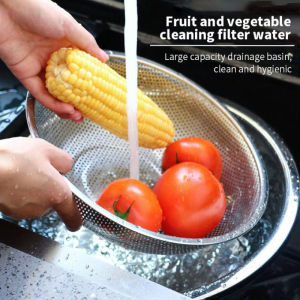 Stainless Steel Drain Basket Colander Fruit Vegetable Washing Basket Strainer Drainer With/without Handle Kitchen Storage Tools