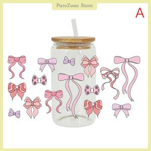 [PureZone] 3D UV DTF Transfers Stickers 16oz Cup Wraps Cartoon Bow Printed For DIY Metal Leather