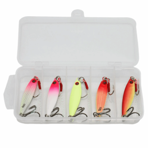 SERAPHYXO 5Pcs 5 Size Luminous Fishing Lures Hooks 3D Eye Crank Hook Fishing Lures Kit Fishing Tackle Colorful Simulation Fish Lures Fishing Accessories