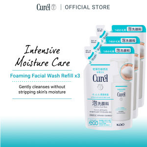 Curel Intensive Moisture Care Foaming Facial Wash Refill 130ML (Bundle of 3)