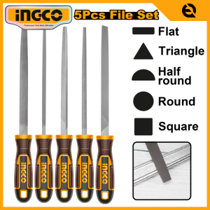 INGCO 5PCS STEEL FILE SET | FLAT HALF ROUND ROUND TRIANGLE & SQUARE | HKTFS0508