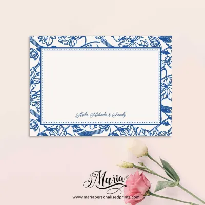 16 PCS / 24 PCS / 32 PCS Personalized Note Cards and Gift Tags - Ornamental Blue