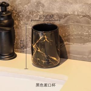 Creative Plated Marble Ceramic Mouthwash Cup Home Couple Toothbrush Holder Ceramic Mouthwash Cup Bathroom Accessories