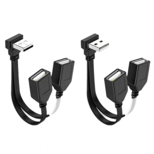 Double USB Splitter Cable 1 Male To 2 Female Power Extension Cord 90 degree 480Mbps Transfer For Computer Car Use