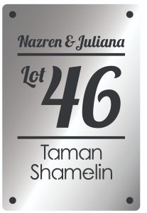 CUSTOM MADE Stainless Steel 304 Laser House Plate Address Nombor Rumah Metal Fully Customize