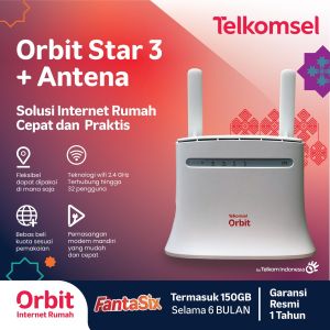 Telkomsel Orbit Star 3 Modem WiFi 4G HighSpeed Bonus Data 150GB(25GBX6BLN) + Antenna Ori Sepasang