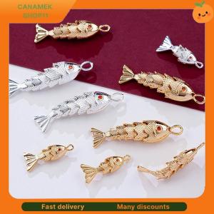 ❣️❣️❣️ Chinese Style Metal Fish Shaped Charms Pave Red Zircon Pendants For DIY Necklace Bracelet Earrings Jewelry Making Accessories