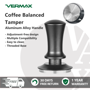 Vermax Coffee Balanced Tamper 304 Stainless Steel Constant Pressure Ripple Base 51mm Easy Clean Adjustment-Free Design