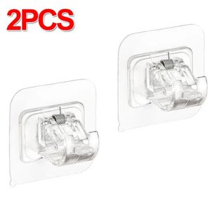 Strong Curtain Rod Bracket Holders Hooks Self-adhesive Adjustable Wall Curtain Fixed Clip  Kitchen Bathroom Storage Hanging Rack