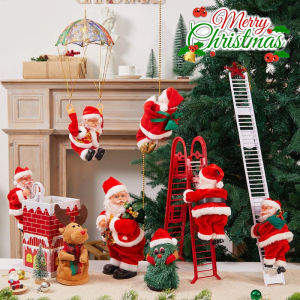 Electric Climbing Ladder Music Santa Claus Christmas Ornament Decoration For Home Christmas Tree Hanging Decor