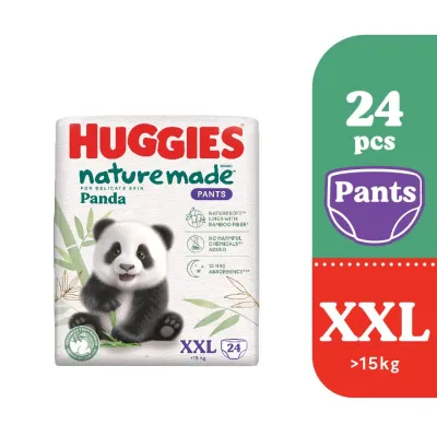 HUGGIES Naturemade Panda Pants Diapers XXL 24s - Super Premium Baby Diaper with Bamboo Fiber