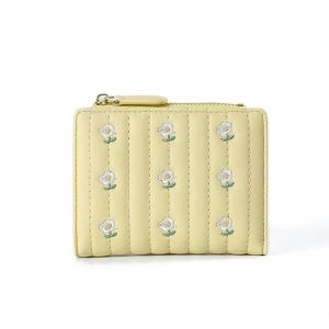 COEMA กระเป๋าสตางค์ดอกไม้ปัก ผู้ถือบัตรประจำตัวประชาชนมัลติฟังก์ชั่นสำหรับผู้หญิง ผู้ถือบัตรเหรียญ กระเป๋าสตางค์ดอกไม้ปัก กระเป๋าสตางค์ดอกไม้ปัก