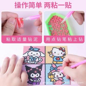 30 x 30 cm 5D Diamond Painting Set Karakter Sanrio DIY Kids Art and Craft Lukisan Kristal Aktivitas Prakarya Mainan Anak Full Drill Mosaic Rhinestones