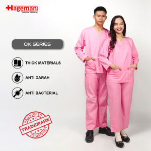Baju Oka Lengan Panjang Warna Baby Pink / Baju Medis / Baju Operasi