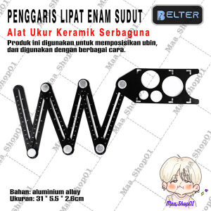 Penggaris Keramik Siku 6 Sudut 2 Lubang / 4 Lubang Pengukur Keramik Penggaris Lipat Mutifungsi