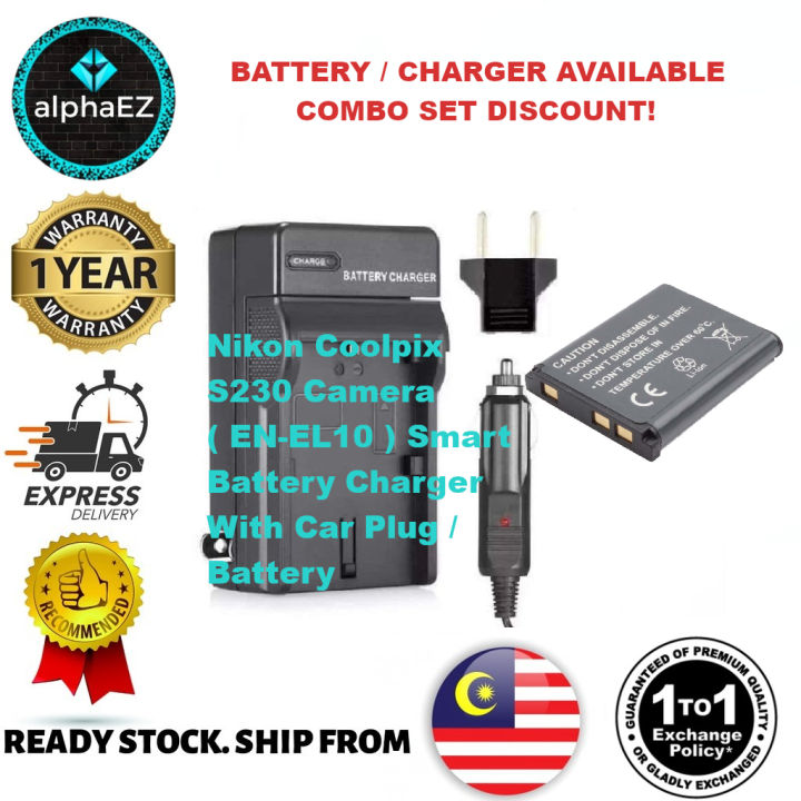 NIKON Coolpix S230 Camera EN-EL10 ENEL10 Smart Battery Charger