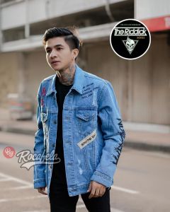 ( REAL PICK ) Jaket jeans pria rocafela grafity lengan panjang terbaru bahan jeans lembut tebal