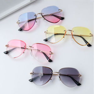 Fashion Frameless Gradient Retro Alloy Polarized Anti-UV400 Sunglasses - Lightweight and Comfortable with Adjustable Nose Pads and Strong Alloy Hinge