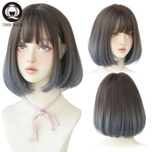 New Fashion Wig Human Hair Original Real Hair True Hair Blue Bob Heat Resistant Washable Short Hair Womens Hair Shoulder-length Bangs Long Hair Air Bangs Short Hair