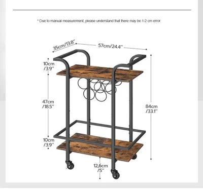 2-Tier Golden Bar Cart for Home Kitchen Serving Bar Cart with Wine Rack And Wine Glass Holder Modern Wine Cart With Wheels Mobile Drink Trolley Beverage Bar Table for Home Dinning Room Party